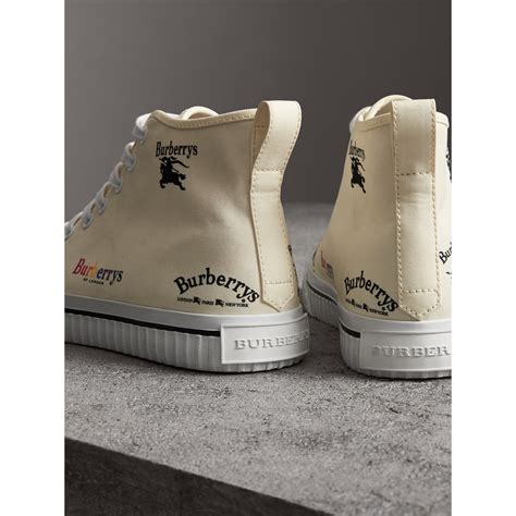 burberry archive logo cotton high-top sneakers